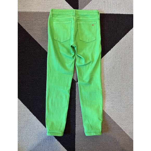 Sz 26‎ Women's KATE SPADE NY Perry Straight Skinny Play Hooky Lime Green Jeans - Picture 2 of 6